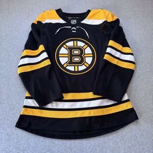 Fanatics Boston Bruins NHL Premium Jersey Mens 46 Black Gold Hockey Home Laced
